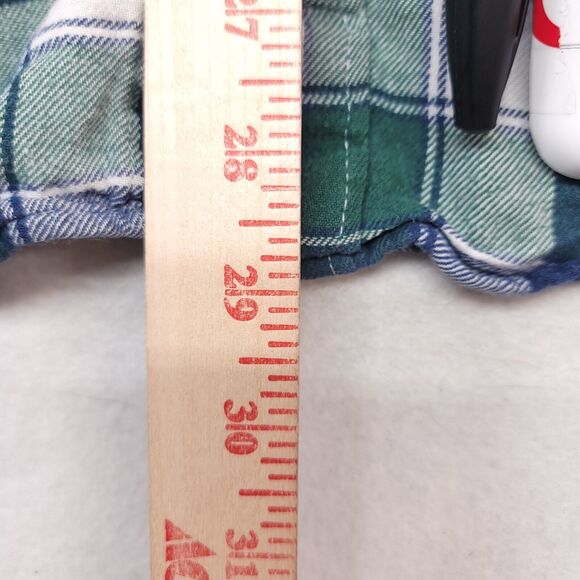 John Ashford Gingham Flannel Casual Button Up Shirt Mens Size L Blue Green White - Picture 7 of 10